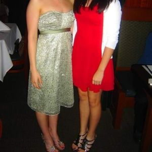 Alfred Angelo Sage shimmer lace strapless dress S